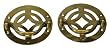 Asian brass longevity drawer pulls / handles - set of two, 3"D