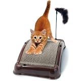 1, EMERY, CAT, BOARD, Patented abrasive emery surface works like a nail file, Bonus furry play toy and catnip included, Cat Board's special arch, design is perfect for stretching and scratching, 18"L x 12"W x 4."H, UPC 74075002803