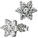 Star Flower Diamond Cubic Zirconia Platinum Overlay Sterling Silver Studs
