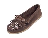 Studded Minnetonka Moccasin in Dusty Brown Womens