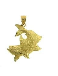 Dazzlers Solid 14 karats Gold Assorted Fish Sea Bass Snook King Mackerel Charm Pendant available in three colors from jewelsberry (weights: 7.9 grams only)