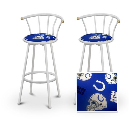 2 Indianapolis Colts NFL Football Themed Specialty / Custom White Barstools with Backrest Set
