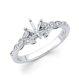 0.12ct Diamond 18k White Gold Engagement Semi Mount Ring Setting (G-H Color, SI2 Clarity)