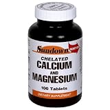Sundown Chelated Calcium and Magnesium, 100 Tablets (Pack of 4)