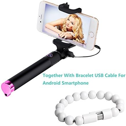 Selfie Stick, Foldable Wired iphone Selfie Stick Compatible With iphone 6 Plus SE/6S iPhone 5s Nexus 6p And Android Smartphone Black Color iPhone Selfie Stick