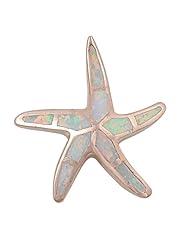 Sterling Silver Rose Gold Plated Lab Opal Starfish Pendant and Necklace