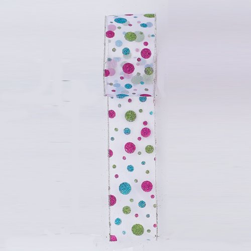 Sheer Multi-Colored Polka Dot Wired Holiday Craft 