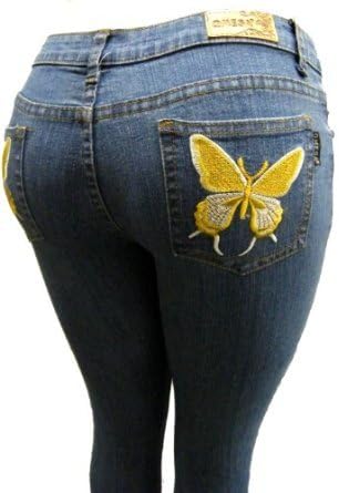 Women's Omega Skinny Stretch Jeans- Large Butterfly 13, 13