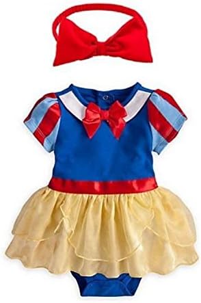 Baby Girl Snow White Inspired Photo Prop Dress Costume and Headband 2-pc (6/12Months, Blue)