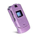 EFORCITY Premium Clip-On Leather Protective Case w/Belt Clip for Motorola RAZR V3 / V3m, Purple