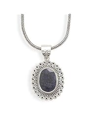 Sterling Silver Rough-Cut Sapphire and Oxidized Silver Necklace