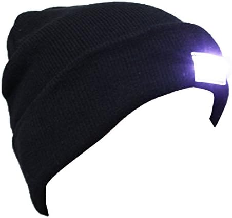Comfortable Black Knit Beanie with Built-in Five-led Flashlight Provides Bright Light While Running, Camping, or Fishing At Night