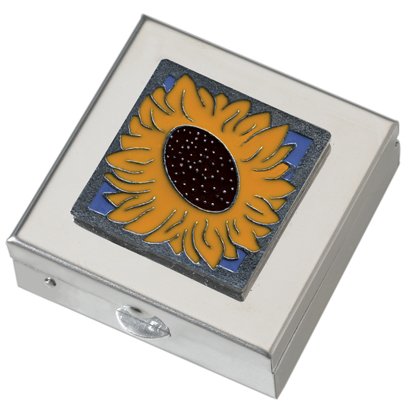 Sunflower Small Pill Box - Polished w/Mirror