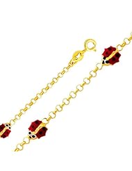 14K Yellow Gold Ladybug Enamel Baby Bracelet with Spring-ring Clasp - 5"+1" Extension