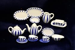 Dollhouse Miniature Blue Denmark Tea Set