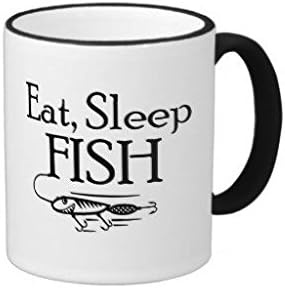 Eat Sleep Fish Ringer White Coffee Mug 11 Oz
