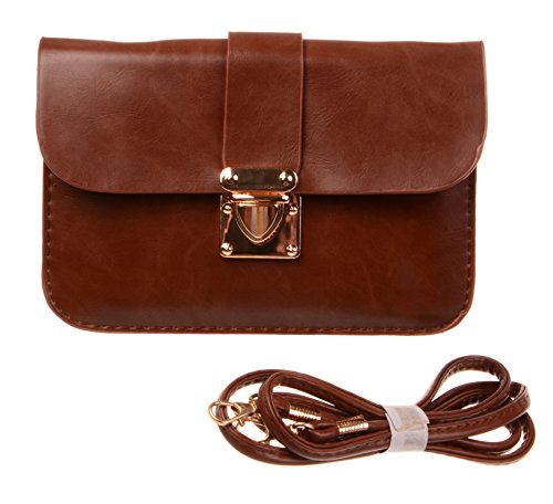 Nine States PU Leather Horizontal Universal Cross Body Phone Bag Shoulder Bag for Apple iPhone Samsung Galaxy Series and Other Mobile Phone (Brown) + a Nine States Logo Pouch