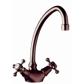 GROHE Classic Double-Handle Single-Hole Kitchen/Bar Faucet with Arabesk Handles, Terra Gold #31061EA0