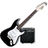 Starcaster by Fender Strat Electric Guitar Starter Pack, Black
