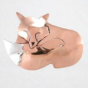 Sleeping Fox Pin or Brooch in Copper and Sterling Silver, #8869