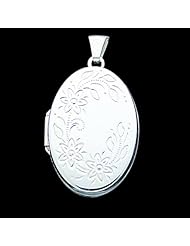 Sterling Silver Floral Oval Locket