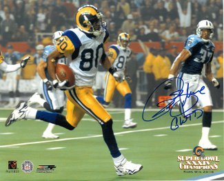 Isaac Bruce signed St. Louis Rams 8x10 Photo GWTD (Super Bowl XXXIV)