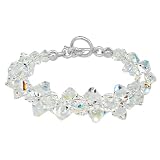 Sterling Silver Clear AB Crystal Bracelet 7.5 inch Made with Swarovski Elements