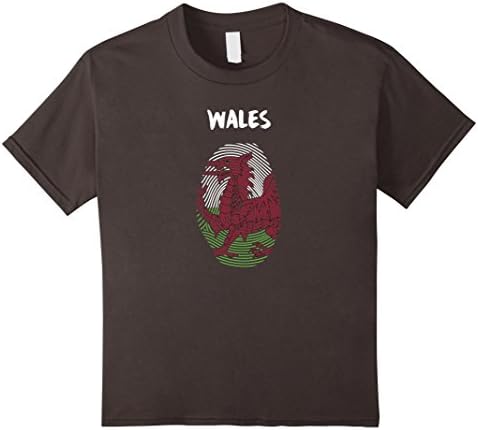 Kids Wales Soccer Flag Fingerprint Country Pride T-Shirt Tee 4 Asphalt