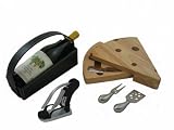 Picnic Time Cheese Tray with Deluxe Wine Opener and Leather Wine Caddy Gift Set