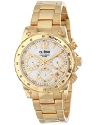 a_line Womens AL-80020-YG-22MOP Liebe Chronograph White Mother-Of-Pearl Dial Gold Ion-Plated Stainless Steel Watch