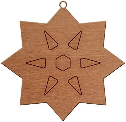 8 Tip Star Design Wooden Christmas Tree Ornament, Hanging Xmas Decor