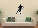 Soccer Wall Decal Sticker - 12 in. Soccer Player Silhouette Decoration Mural Art (Black Vinyl)