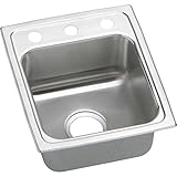 Elkao|#Elkay LRADQ1517403 18 Gauge Stainless Steel 15 Inch x 17.5 Inch x 4 Inch single Bowl Top Moun