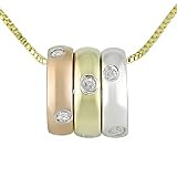 14k Yellow, White, and Rose Gold Diamond "Love Rings" Pendant (1/8 cttw, I-J Color, I2-I3 Clarity)