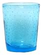 Hand Blown Glass with Aqua Blue Bubbles Rocks Glass 4"H Set of Four