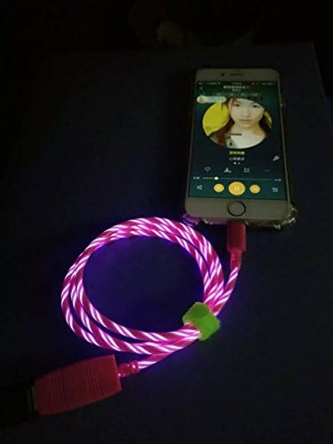 ZMD Micro USB LED Flowing charger cable current flowing charger cable EL flowing led cable Charging Cable led light charger cable for Samsung galaxy s7 s6 edge ,htc,lg android devices (Pink)