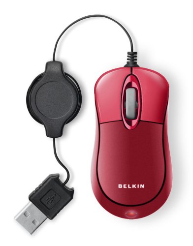 Belkin Retractable Mini Mouse, Jetset Red