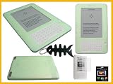 Green Silicone Case for Amazon Kindle 2 Generation Ebook Reader +Kindle 2 LCD Screen Protector+ Free Fishbone Style Keychain