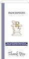Paper Pharmacy Bags White 5" X 3.25" X 9.75" (4lbs) (1,000 Bags per Case; Style: Printed Thank You, Gold and Blue)