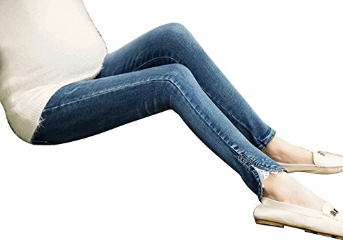 レース 裾 スリム マタニティ ジーンズ 脚長 美脚 ストレッチ デニム 妊娠 産前 産後