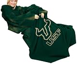 NCAA South Florida Bulls Comfy Throw Blanket with Sleeves, Smoke Design