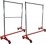 Single Bar Hang Rail plus Double Bar Hang Rail Heavy Duty Rolling Z Rack Garment Rack / Clothing Rack Combo