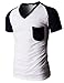 H2H Men's Basic Raglan T-shirts with V-neck Short Sleeve