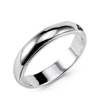 Milgrain 14k White Gold Wedding Band Anniversary Ring