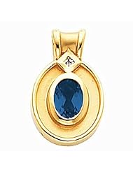 14K Yellow Gold Oval Cut Sapphire and Diamond Pendant -- LIFETIME WARRANTY