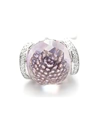 18k White Gold Round Diamond & Amethyst & 2.26 Pink Sapphire Unique Ring