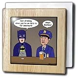 Rich Diesslins Funny General Cartoons - Super Hero Parody with Batman and Chief Ohara at the bar - Tile Napkin Holders