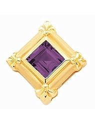 18K Yellow Gold Princess Cut Amethyst Pendant -- LIFETIME WARRANTY