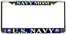 US Navy Mom Chrome Blue Metal License Plate Frame Holder