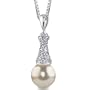 Regal Elegance: Sterling Silver Vintage Style Bridal White Pearl Cubic Zirconia Pendant Necklace